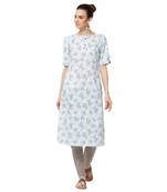 Blue printed polyester kurti