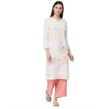 White embroidered cotton kurti 4