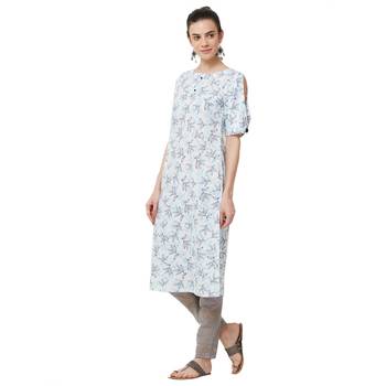 Blue printed polyester kurti 2