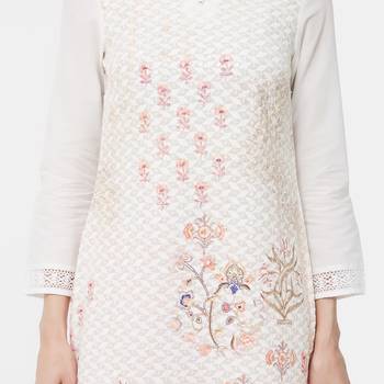 White embroidered cotton kurti 5