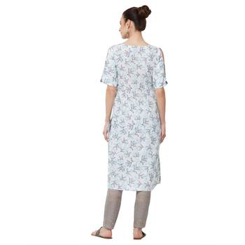 Blue printed polyester kurti 3