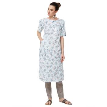 Blue printed polyester kurti 4