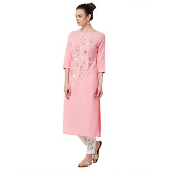 Pink printed cotton kurti 2