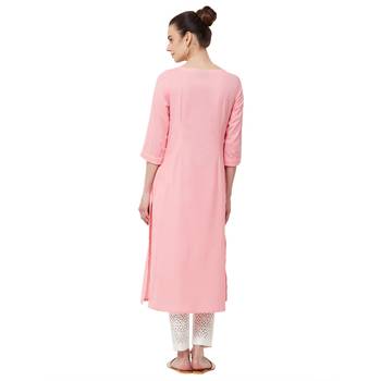Pink printed cotton kurti 3