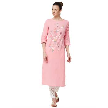 Pink printed cotton kurti 4