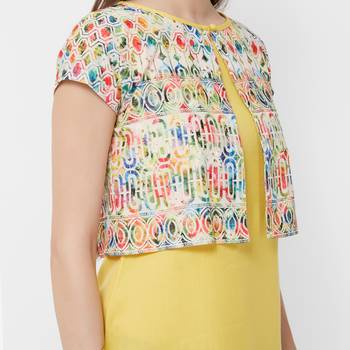 Yellow embroidered cotton kurti 5