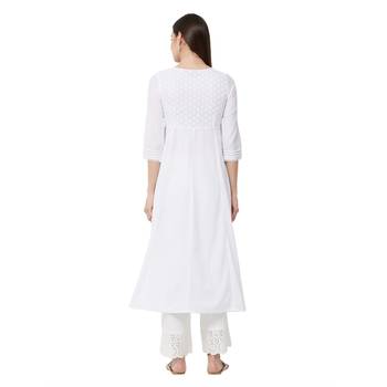 White embroidered cotton kurti 3