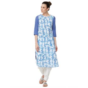 Blue printed cotton kurti 1