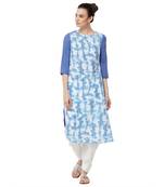 Blue printed cotton kurti