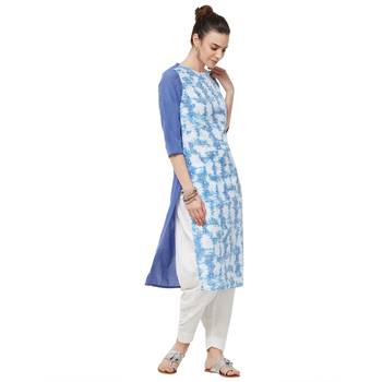 Blue printed cotton kurti 4
