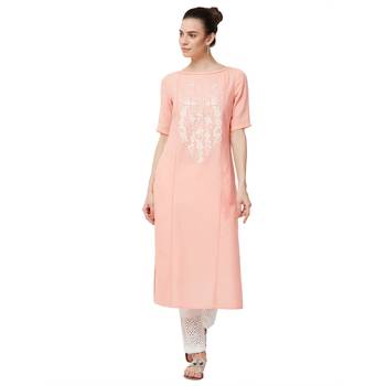 Pink printed cotton kurti 1