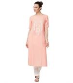 Pink printed cotton kurti