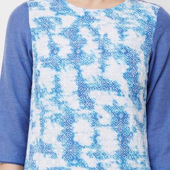 Blue printed cotton kurti 5