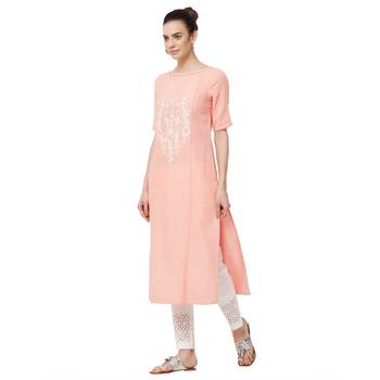 Pink printed cotton kurti 2