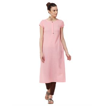 Pink plain cotton kurti 1