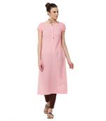 Pink plain cotton kurti