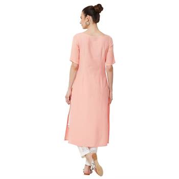 Pink printed cotton kurti 3