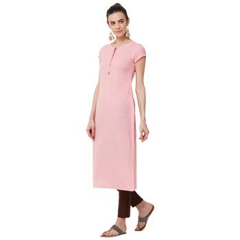 Pink plain cotton kurti 2