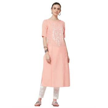 Pink printed cotton kurti 4