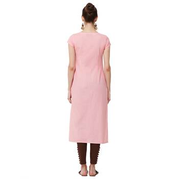 Pink plain cotton kurti 3