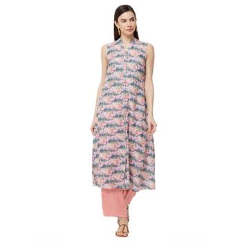 Purple printed polyester kurti 1