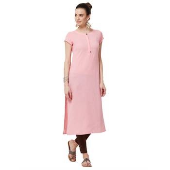 Pink plain cotton kurti 4