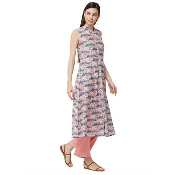 Purple printed polyester kurti 2