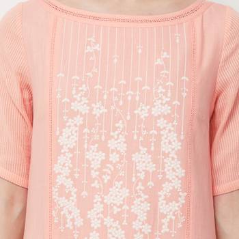 Pink printed cotton kurti 5
