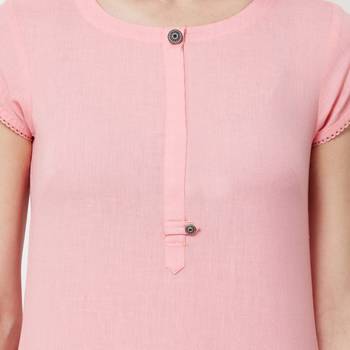 Pink plain cotton kurti 5