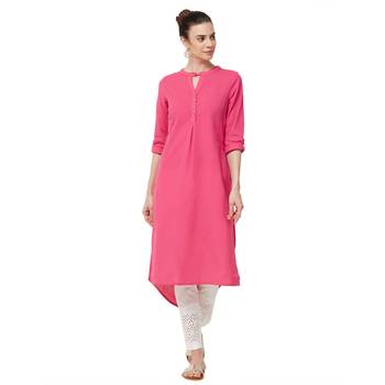Pink plain cotton kurti 1
