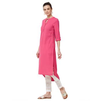 Pink plain cotton kurti 2