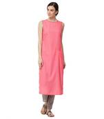 Pink printed polyester kurti