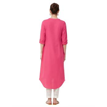 Pink plain cotton kurti 3