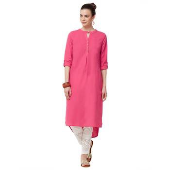 Pink plain cotton kurti 4