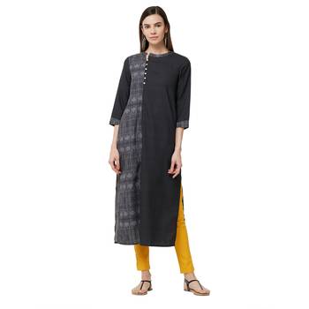 Black printed polyester kurti 1
