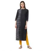 Black printed polyester kurti