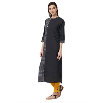 Black printed polyester kurti 2