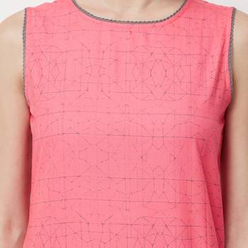 Pink printed polyester kurti 5
