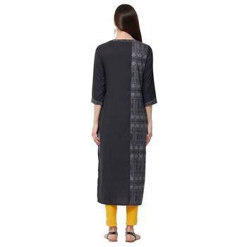Black printed polyester kurti 3