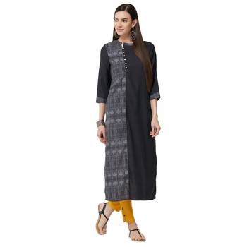 Black printed polyester kurti 4