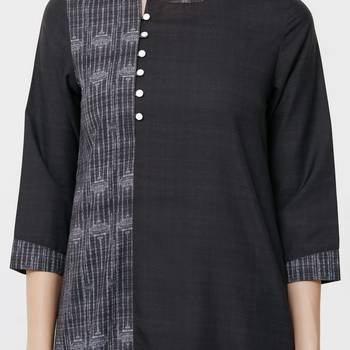 Black printed polyester kurti 5