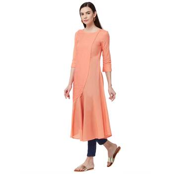 Coral plain cotton long tops 2