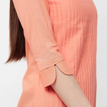 Coral plain cotton long tops 5