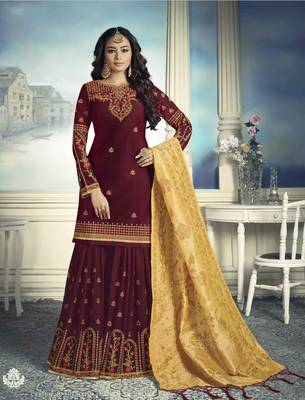Magenta Embroidered Georgette Salwar 1
