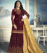 Magenta Embroidered Georgette Salwar