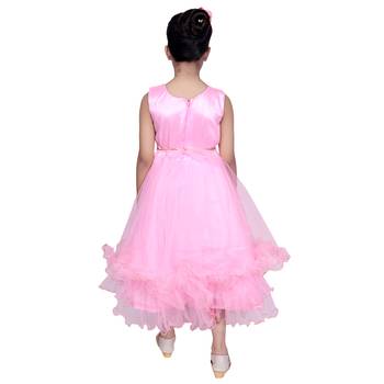 Pink Embroidered Super Net Kids Girl Gowns 4