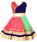 Multicolor Embroidered Net Kids Frocks