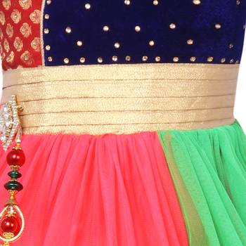 Multicolor Embroidered Net Kids Frocks 2