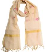 Fabric and Lace Thread Sequins And Zari Work Floral Butta Design Chanderi Silk Kasab Border With Tassels Dupatta,Stoles
