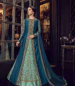 Blue Embroidered Silk Salwar